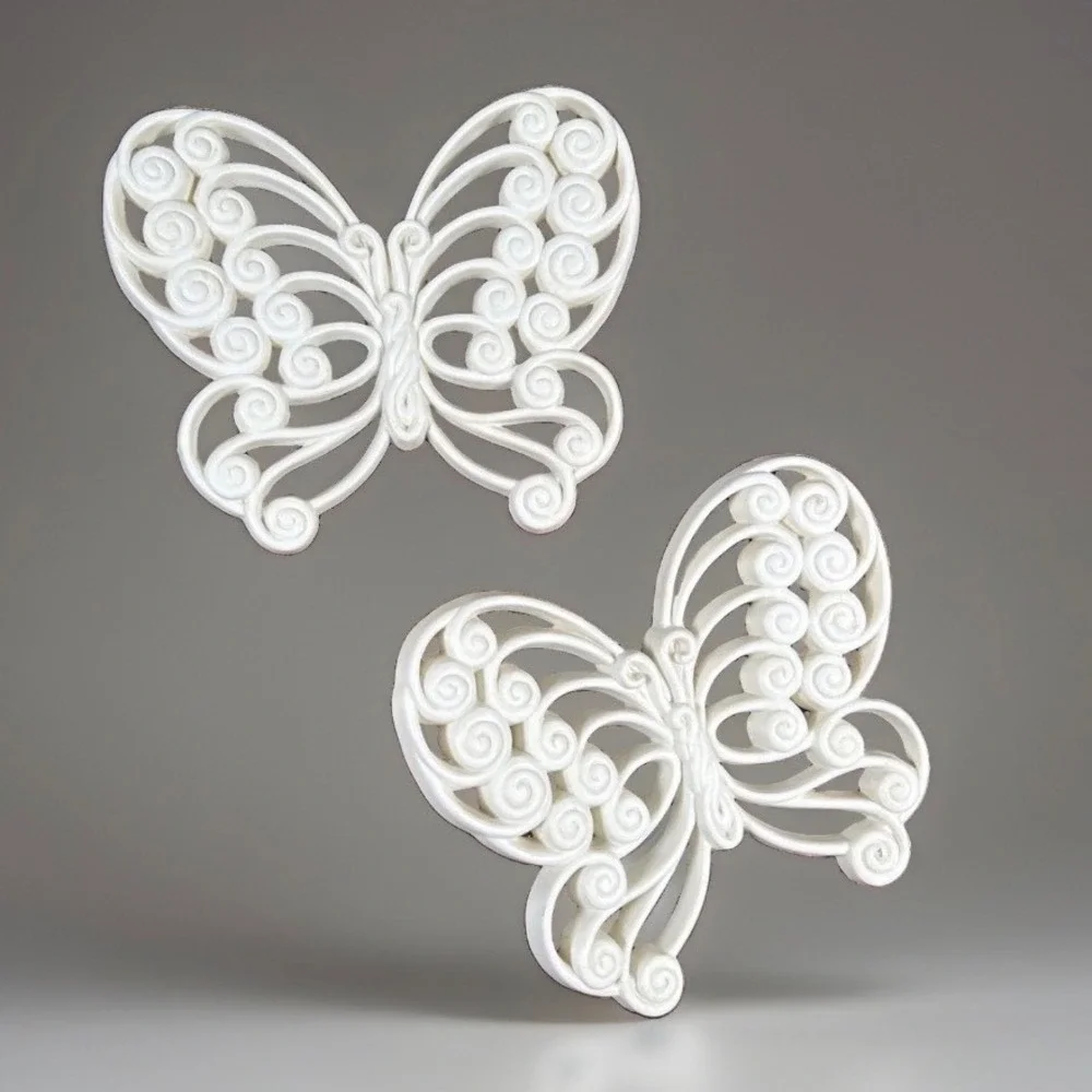 Vintage Burwood Products White Butterfly Wall Hanging Plaques Set of 2 2146 1978